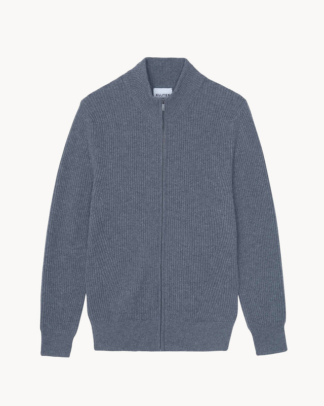 Cardigan Allan flannel gray - Image principale