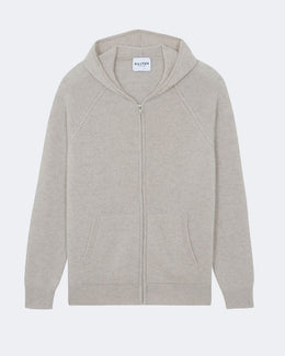 Hoodie en cachemire blanc et beige pour homme - Kujten packshot