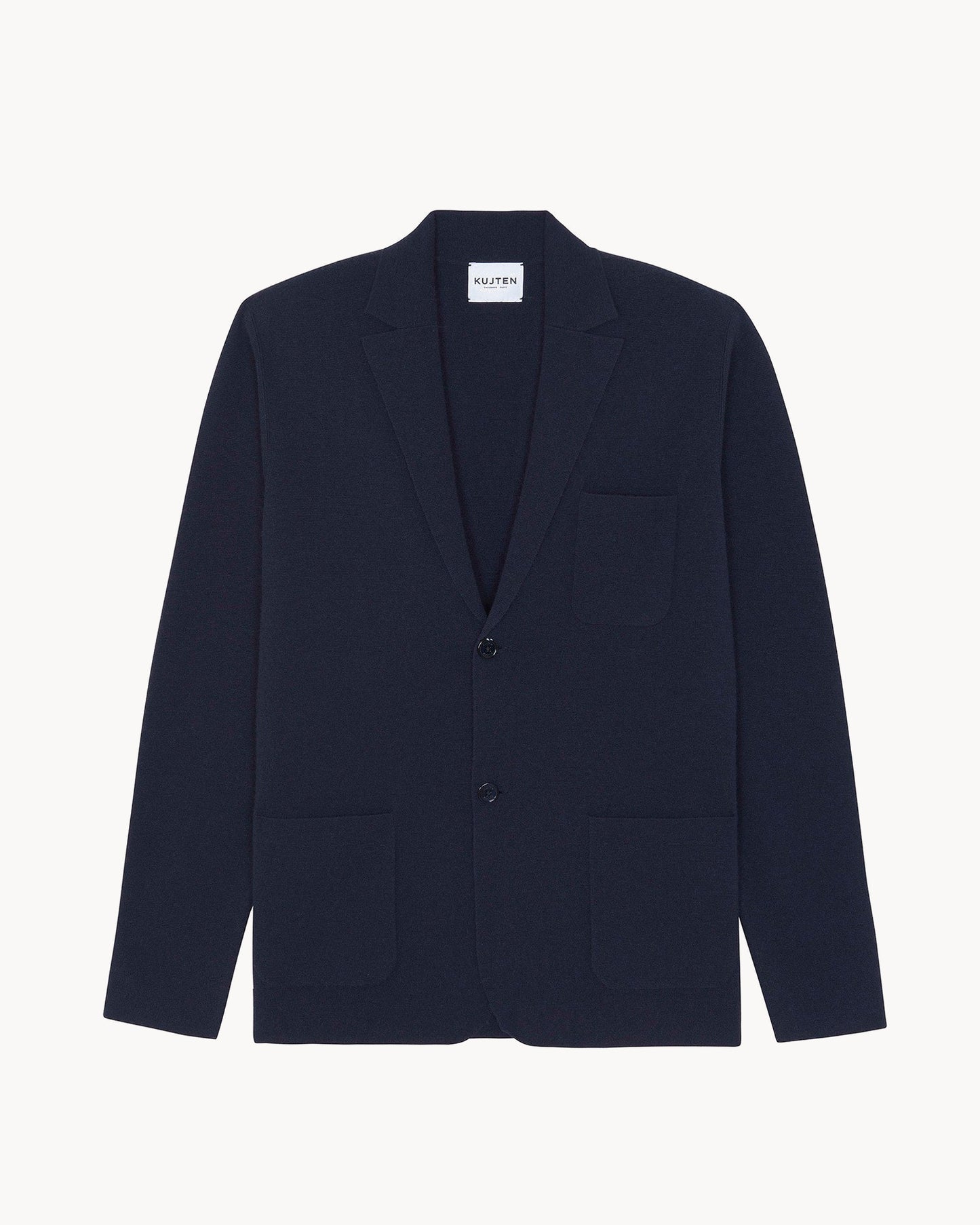 Veste marcello tricotage jersey bleu - Kujten packshot