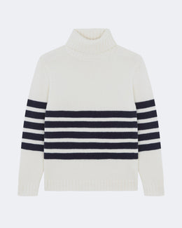 Pull en cachemire blanc pour homme - Kujten packshot