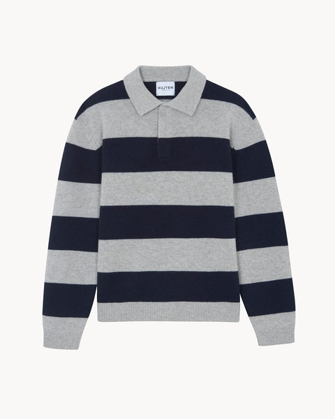 Polo Roy Rayure bleu marine foncé - Image principale