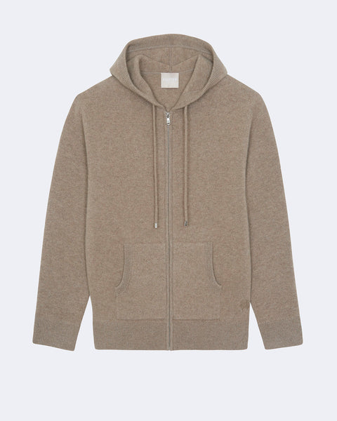 Hoodie Zippé Silvano taupe - Image 4