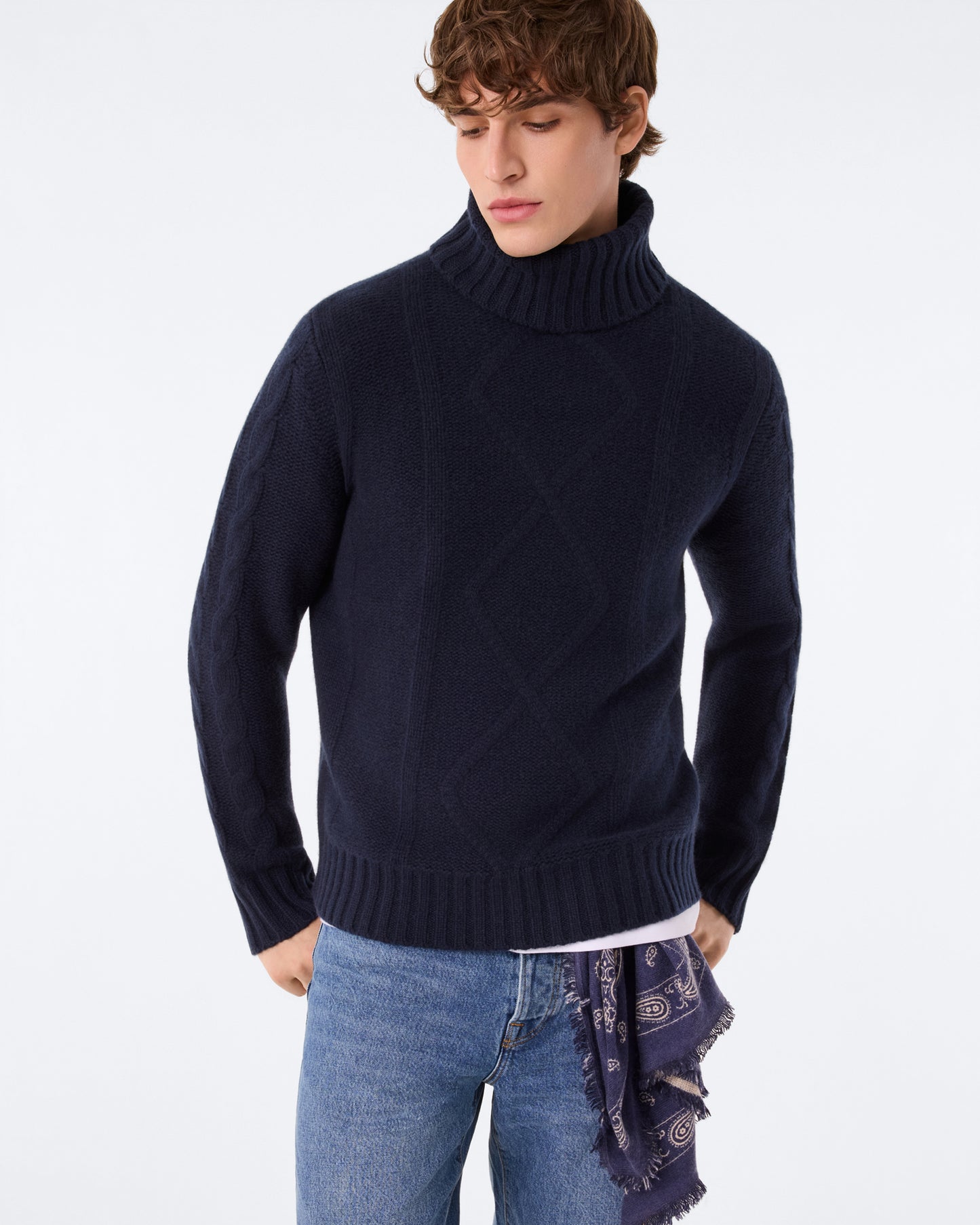 Pull Antho Cable bleu marine foncé