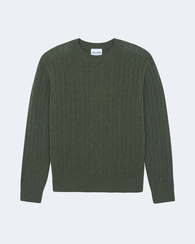 Pull Tomi Cable kaki foncé - Image principale