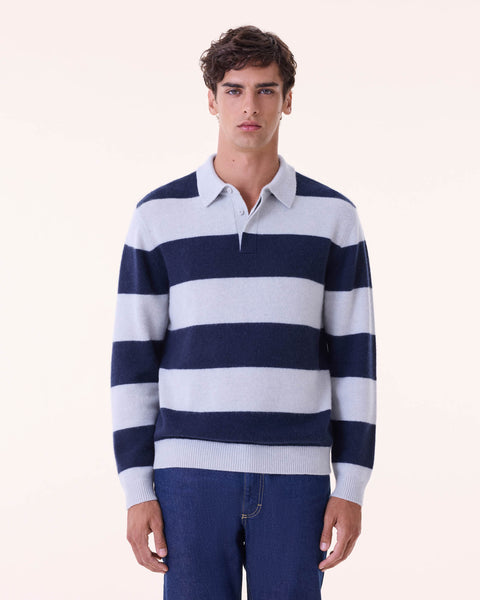Polo Roy Rayure bleu marine foncé - Image principale
