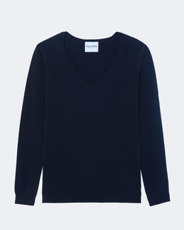 Pull en cachemire bleu pour femme - Kujten packshot