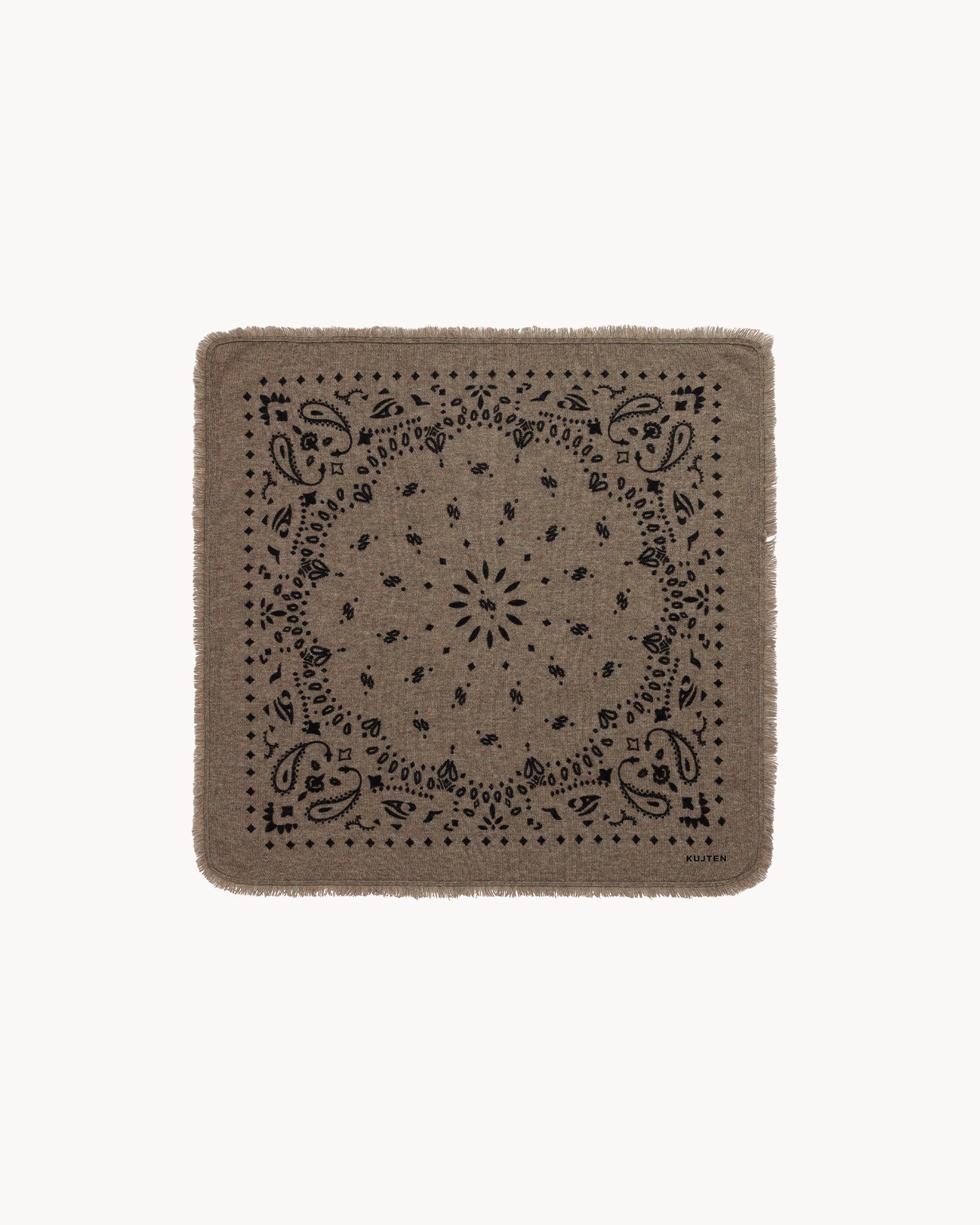 Bandana en cachemire kaki pour femme et pour homme - Kujten packshot