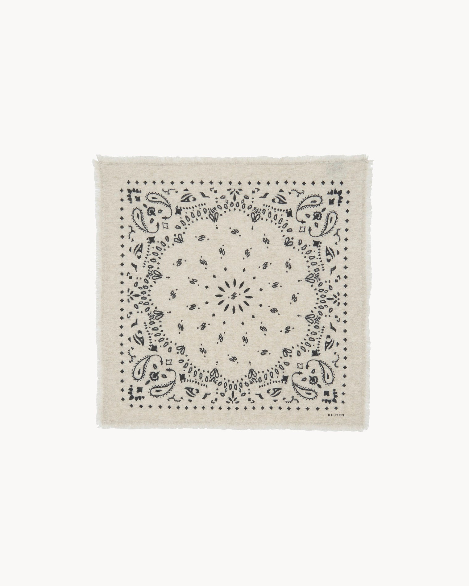 Bandana en cachemire blanc et beige pour femme et pour homme - Kujten packshot