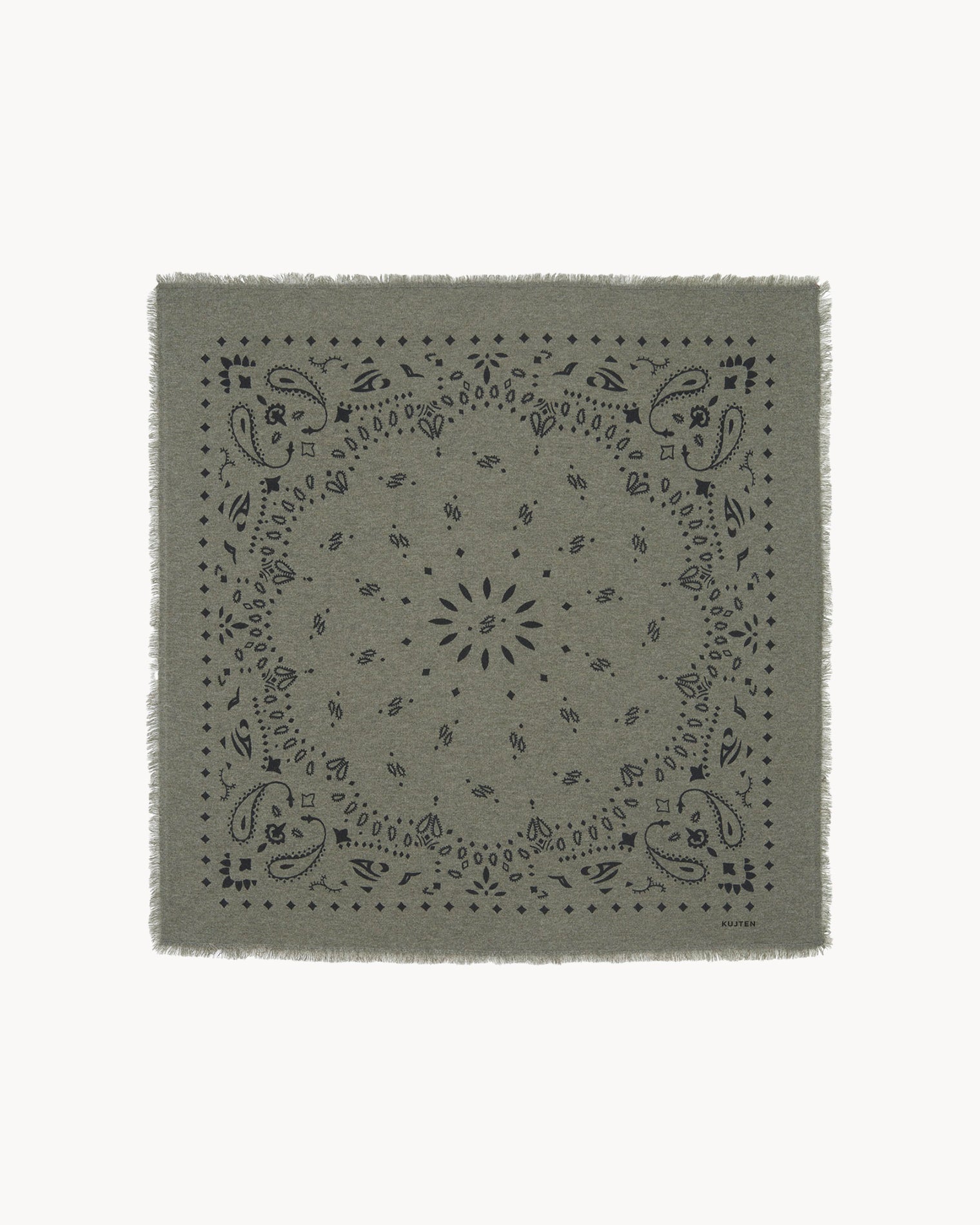 Bandana en cachemire kaki pour femme et pour homme - Kujten packshot