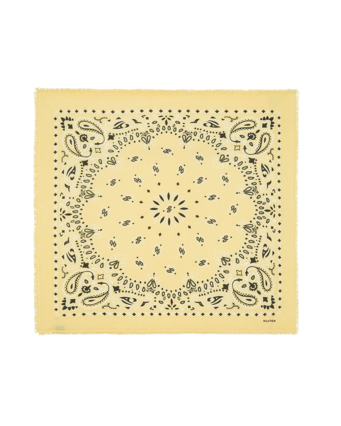 Bandana en cachemire jaune pour femme et pour homme - Kujten packshot