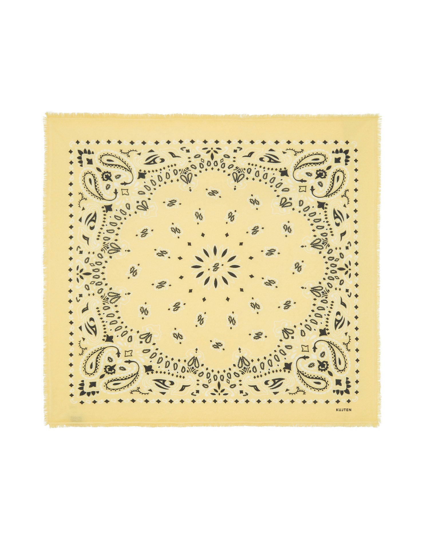 Bandana en cachemire jaune pour femme et pour homme - Kujten packshot