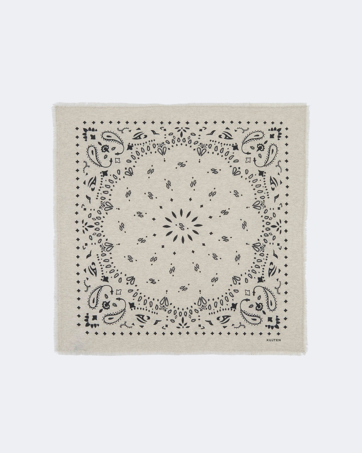 Bandana en cachemire blanc et beige pour femme et pour homme - Kujten packshot