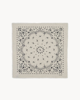 Bandana en cachemire blanc et beige pour femme et pour homme - Kujten packshot