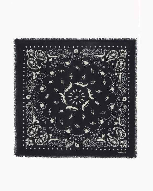 Grand Bandana Hachiko Feather noir - blanc - Image principale