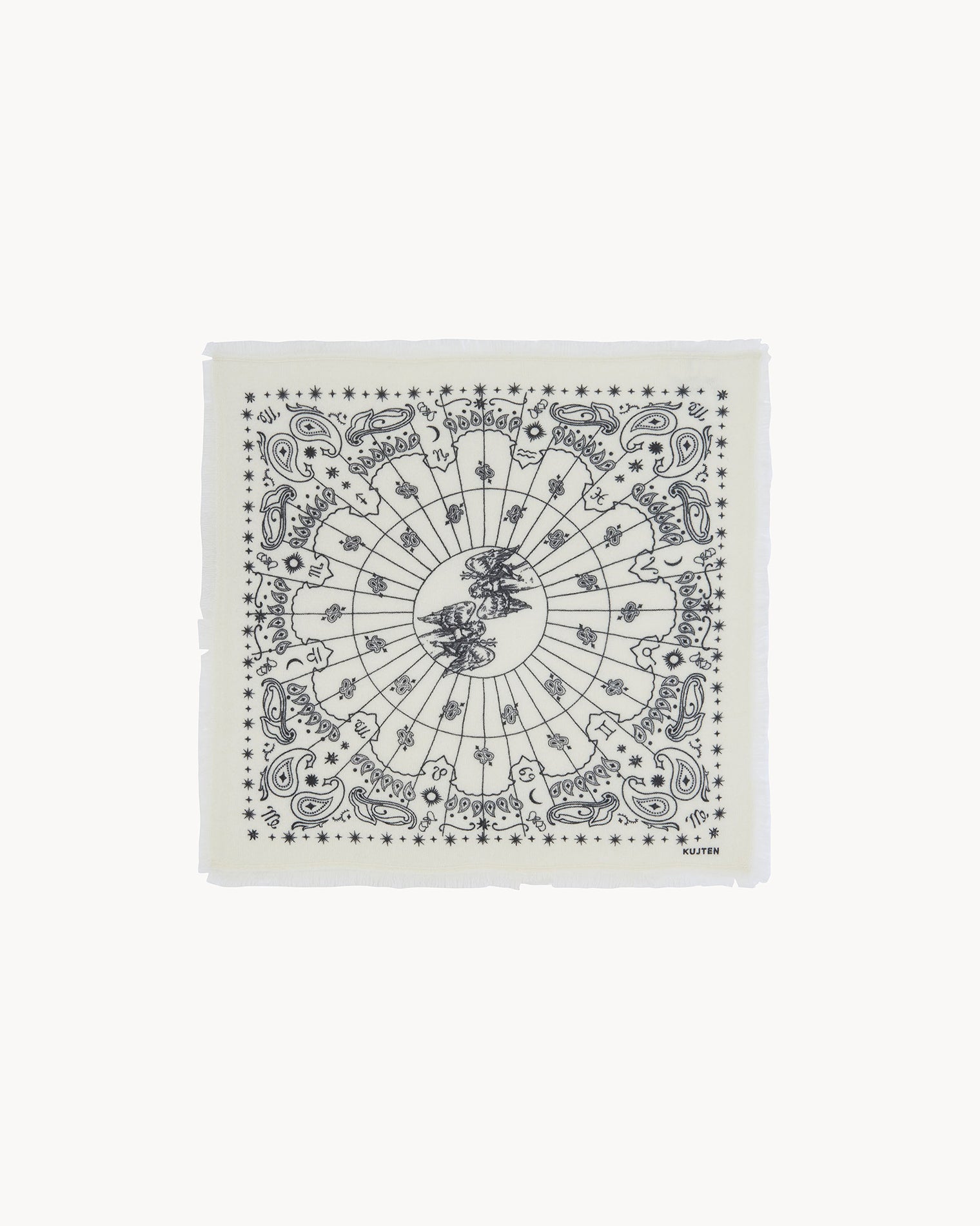 Bandana en cachemire blanc pour femme et pour homme - Kujten packshot