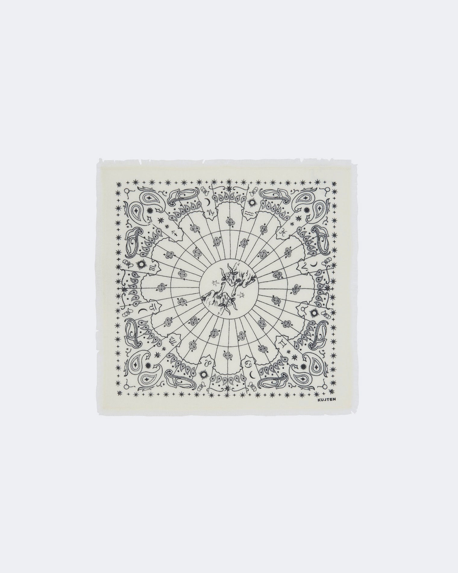 Bandana en cachemire blanc pour femme et pour homme - Kujten packshot