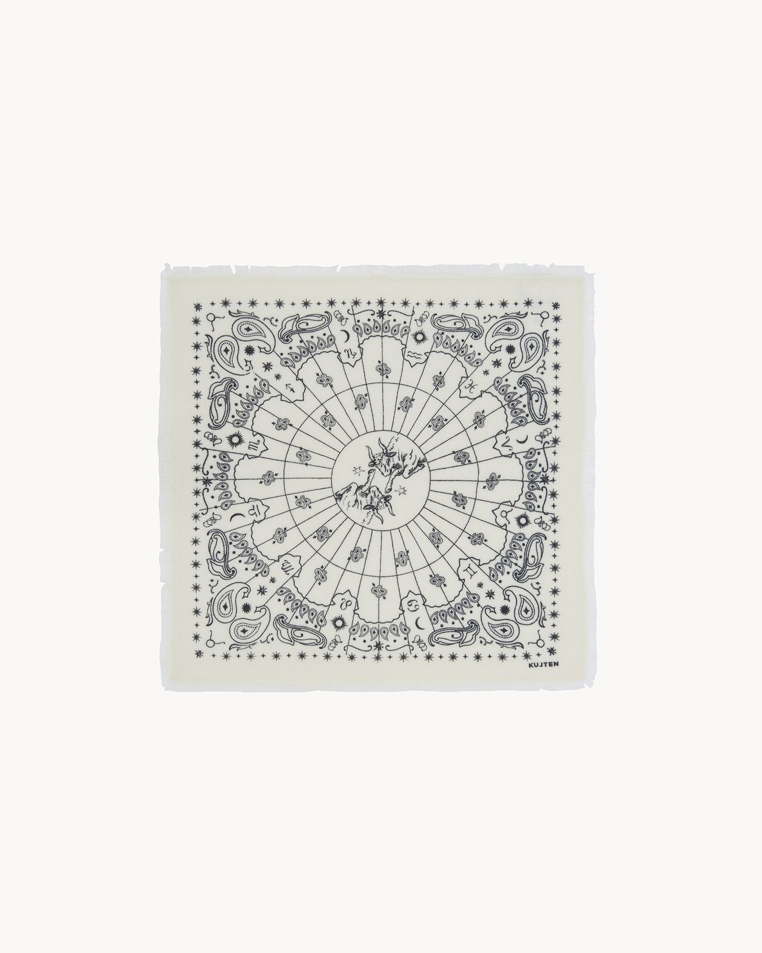 Bandana en cachemire blanc pour femme et pour homme - Kujten packshot
