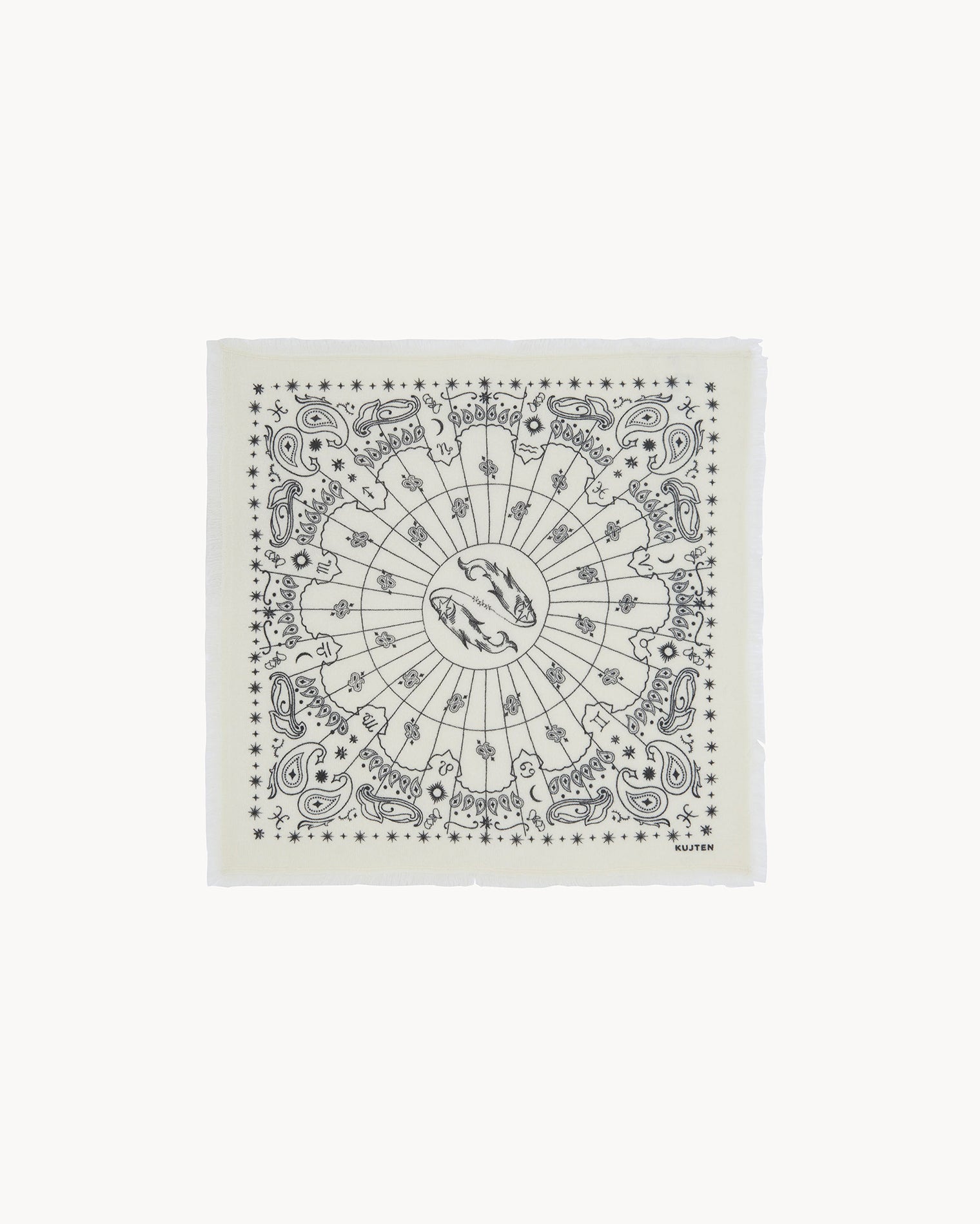 Bandana en cachemire blanc pour femme et pour homme - Kujten packshot