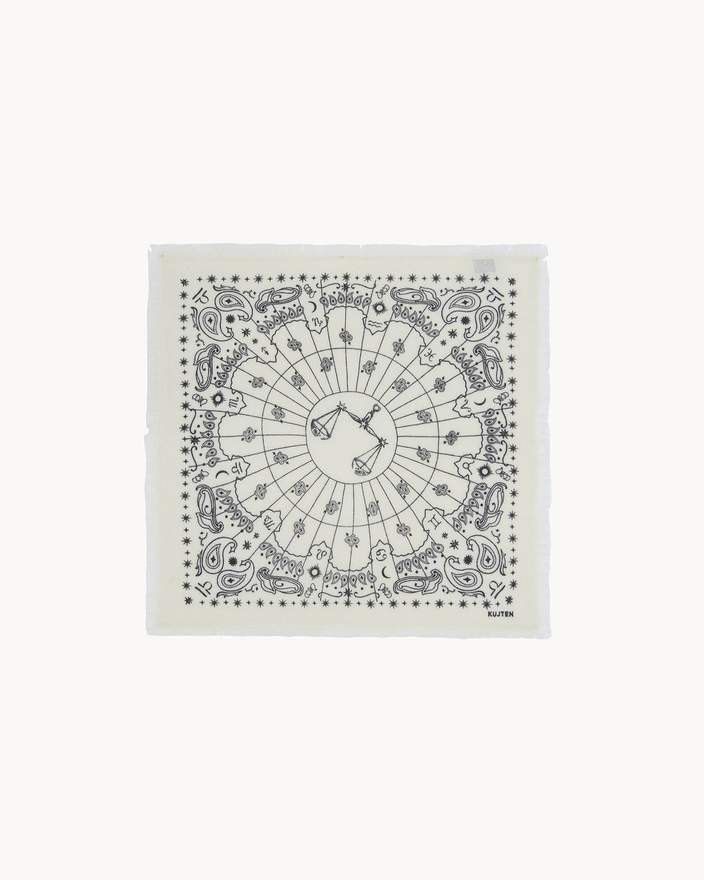 Bandana en cachemire blanc pour femme et pour homme - Kujten packshot