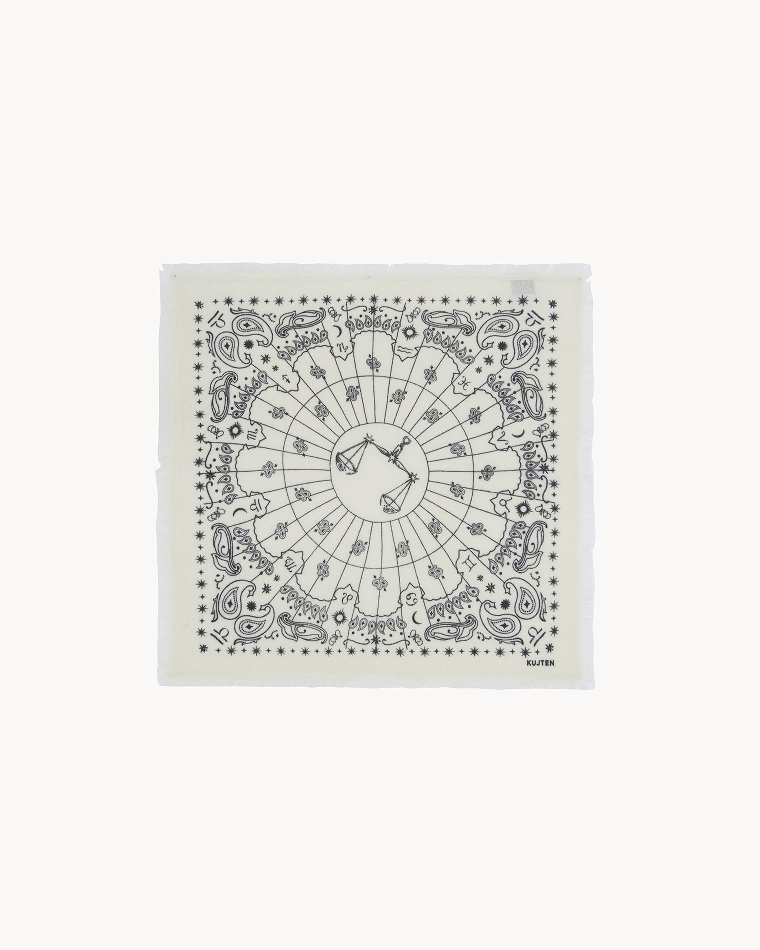 Bandana en cachemire blanc pour femme et pour homme - Kujten packshot