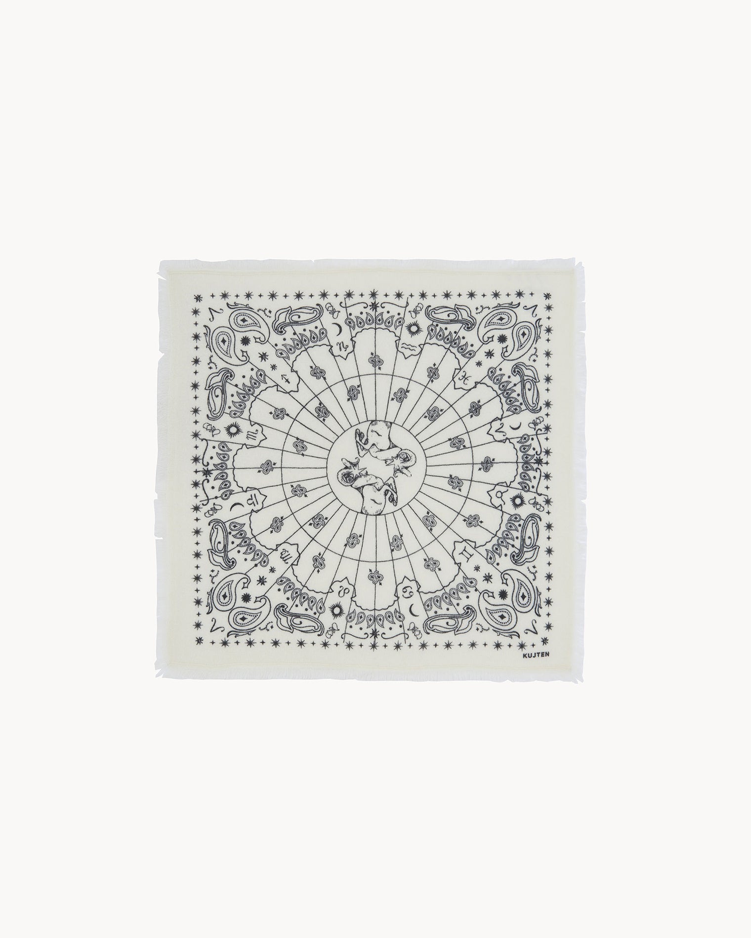 Bandana en cachemire blanc pour femme et pour homme - Kujten packshot