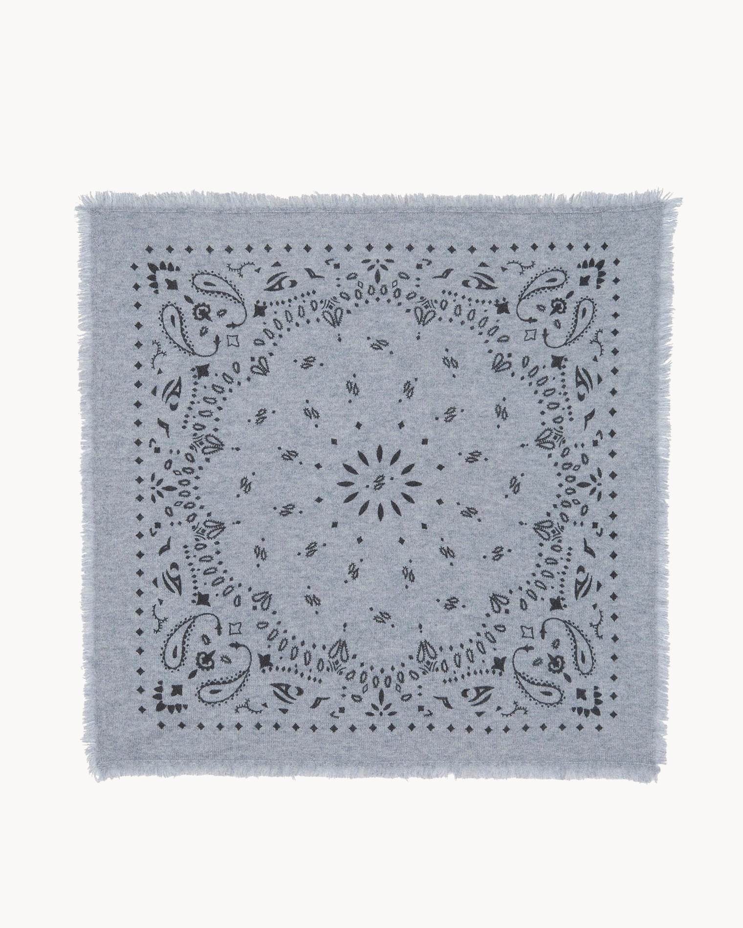 Marl Gray Large Printed Cashmere Bandana | Kujten Cashmere