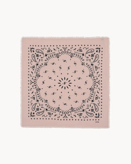 Bandana en cachemire rose et beige pour femme - Kujten packshot