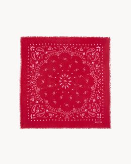 Bandana en cachemire rouge et rose pour femme - Kujten packshot