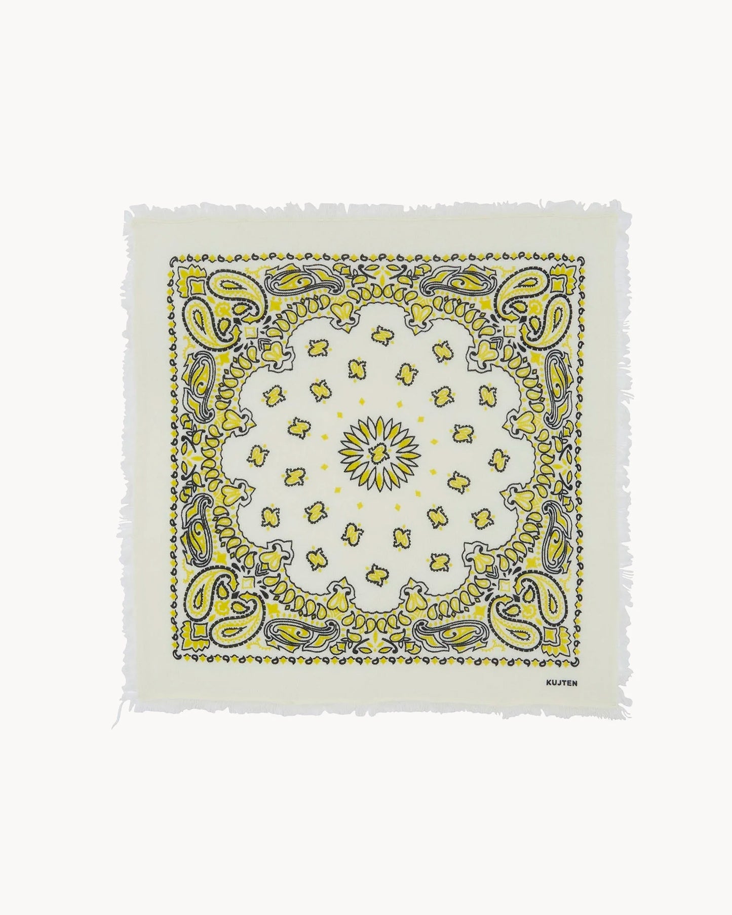Bandana en cachemire jaune pour femme - Kujten packshot