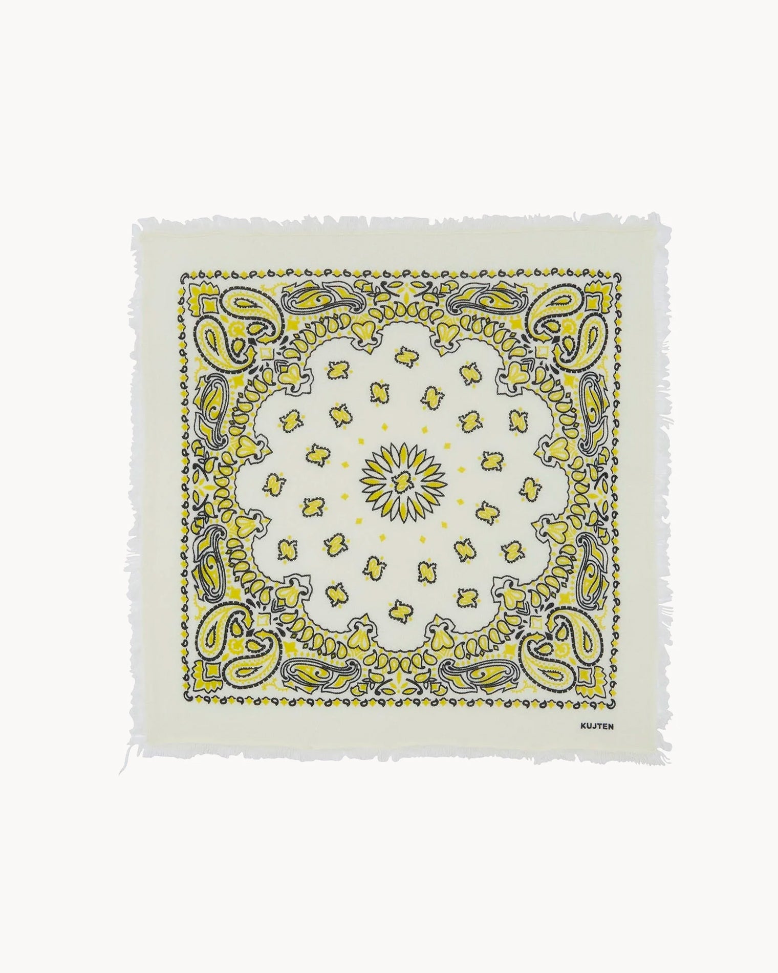 Bandana en cachemire jaune pour femme - Kujten packshot