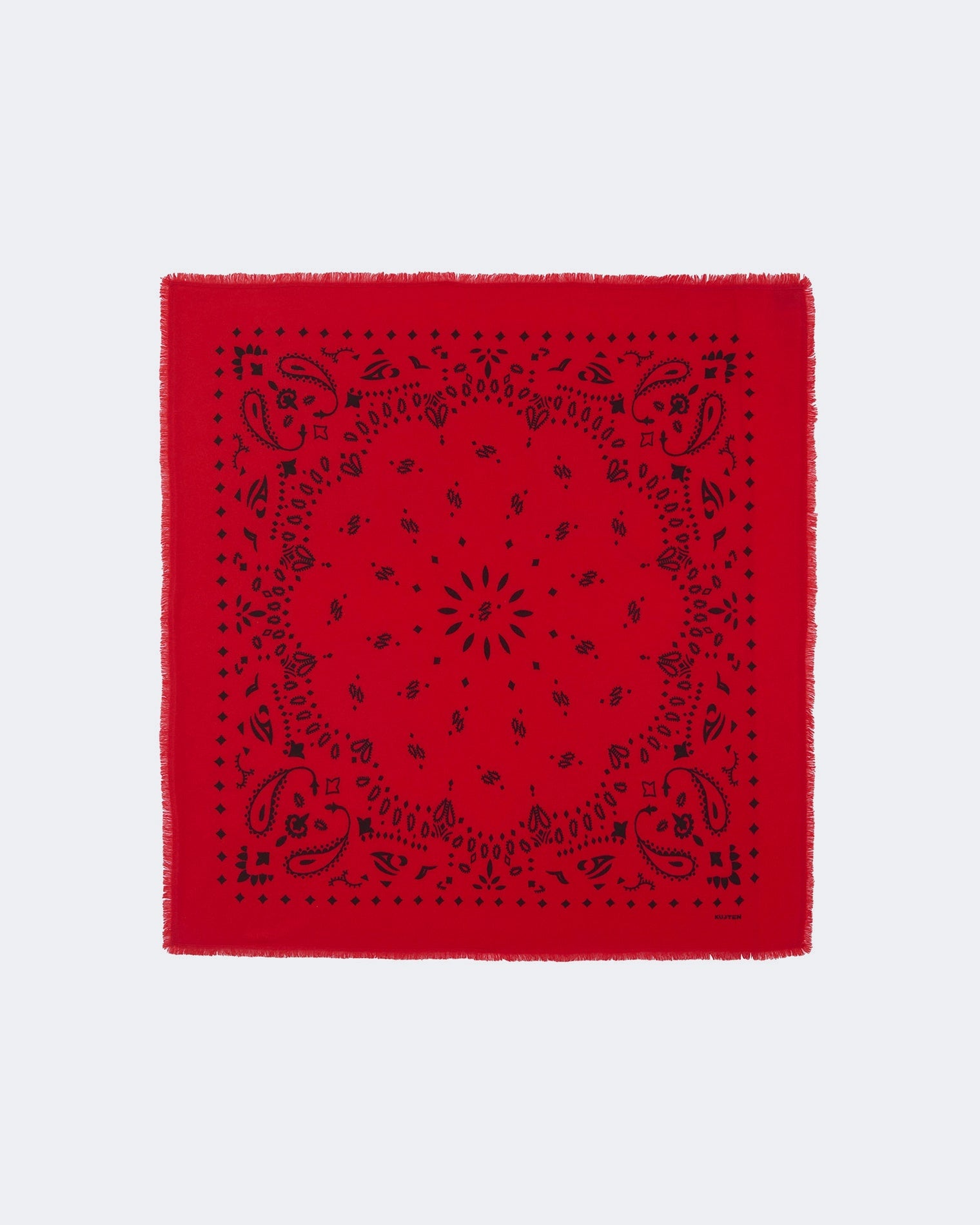 Large Printed Paisley Bandana Coral Red | Kujten Cashmere