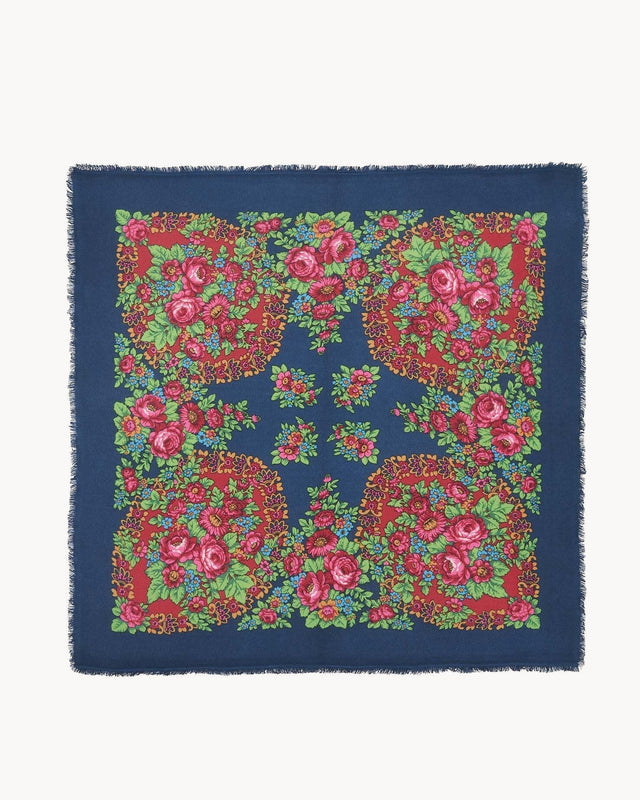 Grand Bandana Hachiko Flower bleu caviar - Image principale