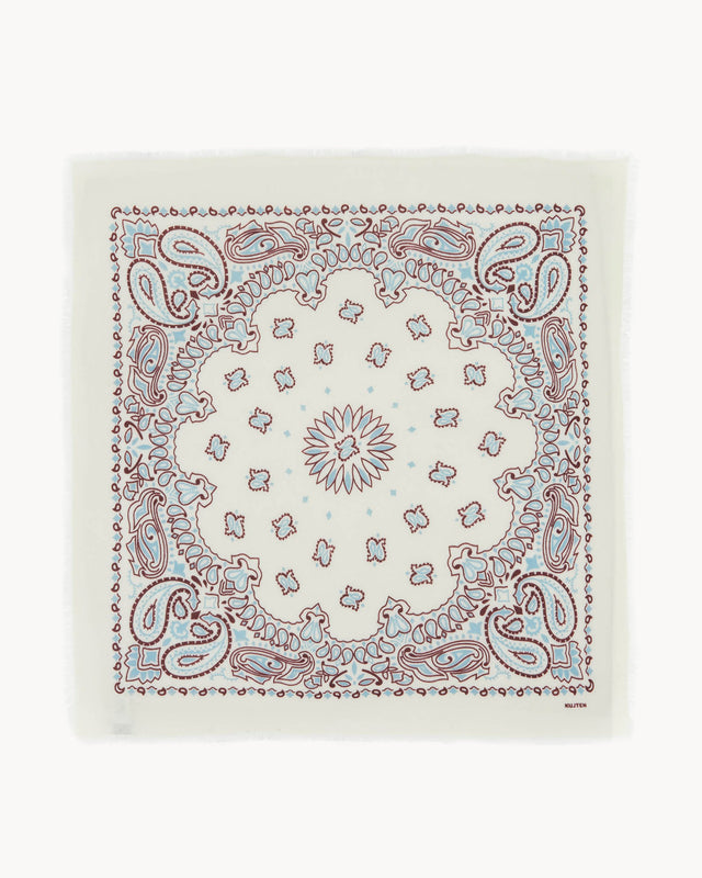 Grand Bandana Hachiko Bico blanc bordeaux sienne - Image principale