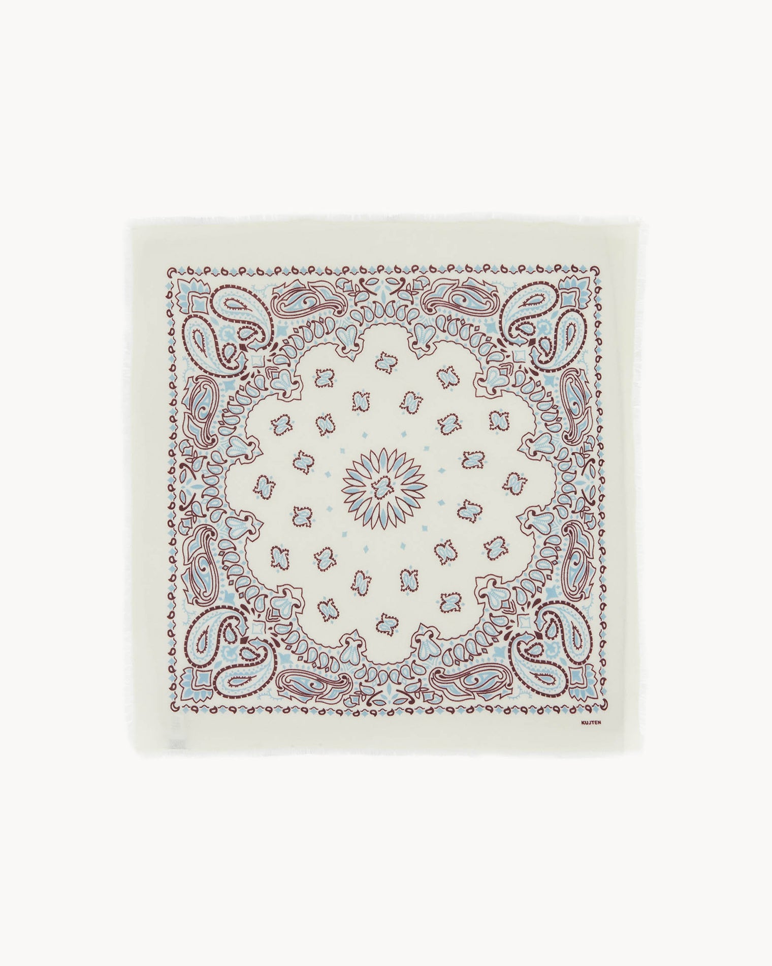 Grand bandana hachiko bico cachemire blanc bordeaux bleu - Kujten packshot