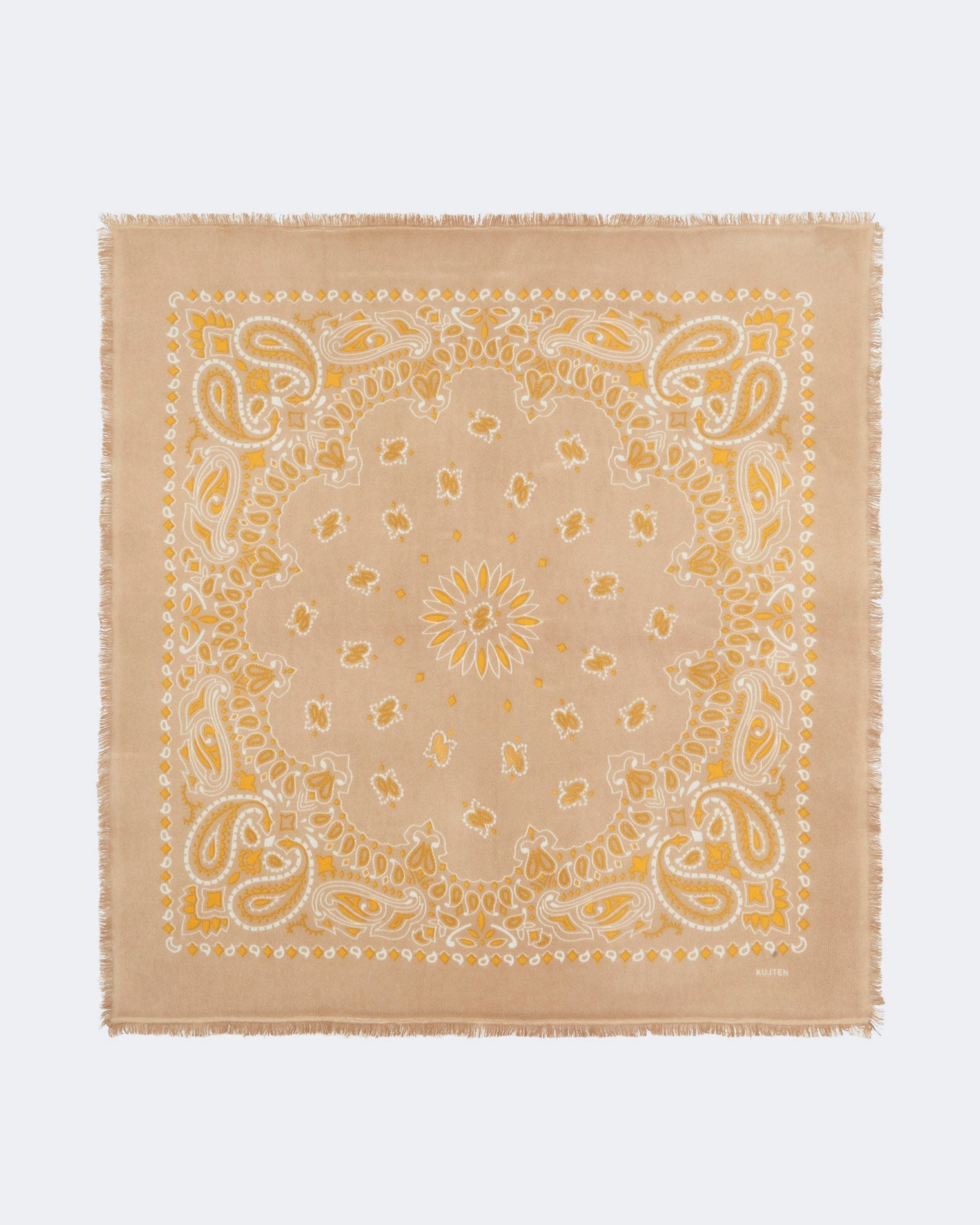 Two-toned Gold Latte Cashmere Large Bandana | Kujten Cashmere