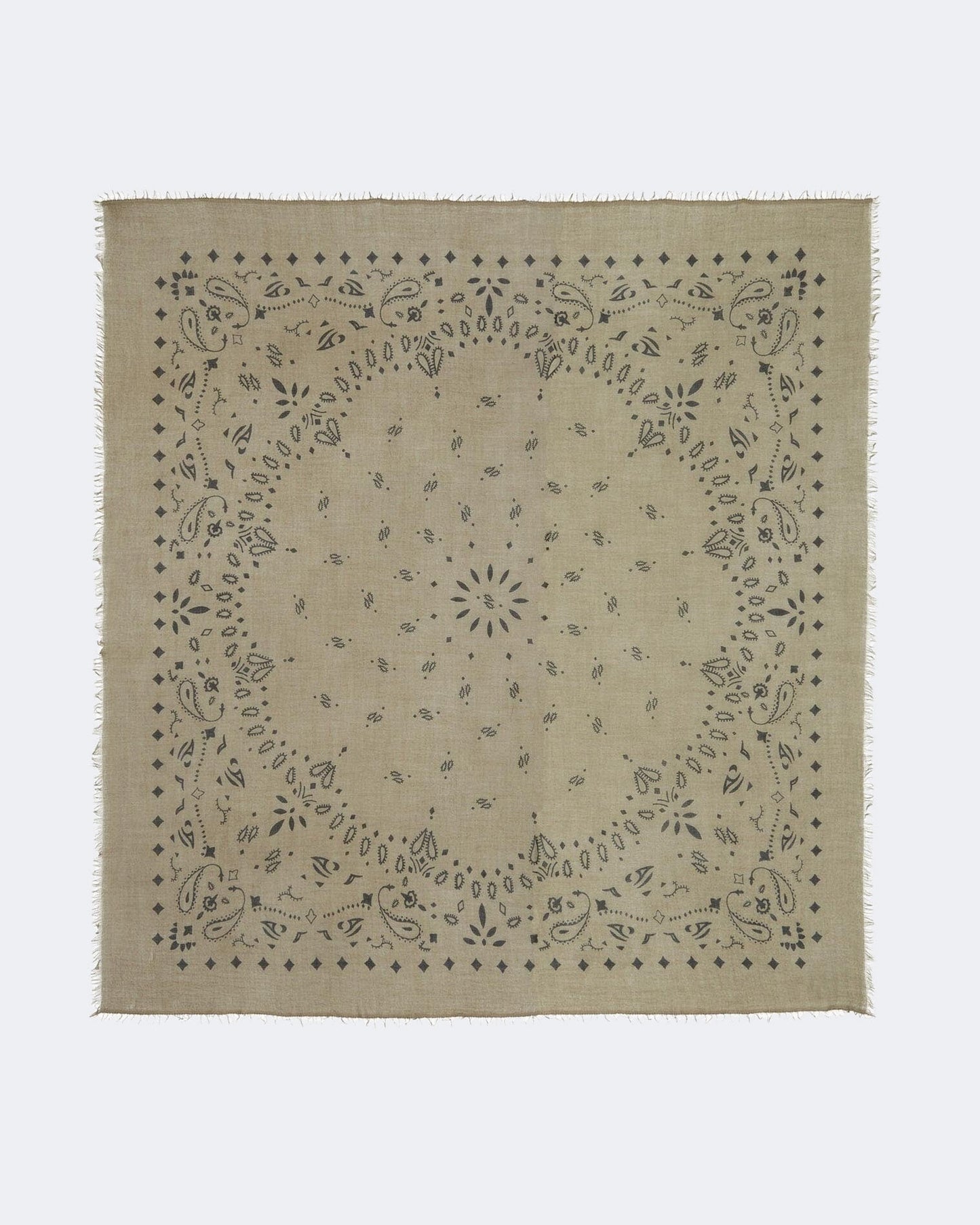 Bandana en voile de cachemire kaki pour femme et pour homme - Kujten packshot