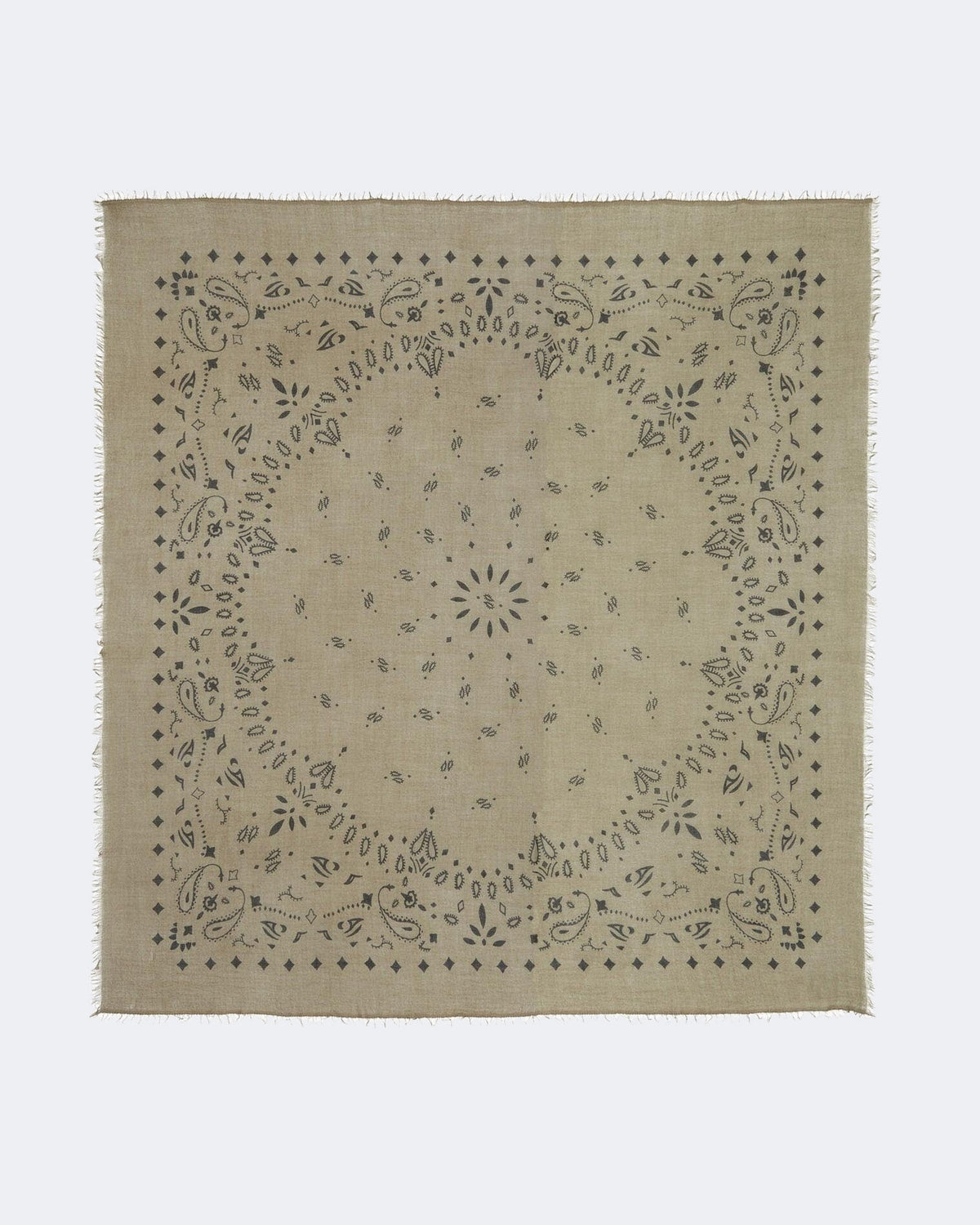 Bandana en voile de cachemire kaki pour femme et pour homme - Kujten packshot