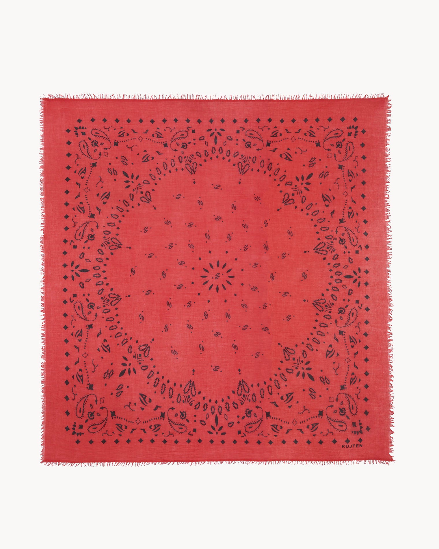 Extra Large Coral Red Cashmere Bandana | Kujten Cashmere