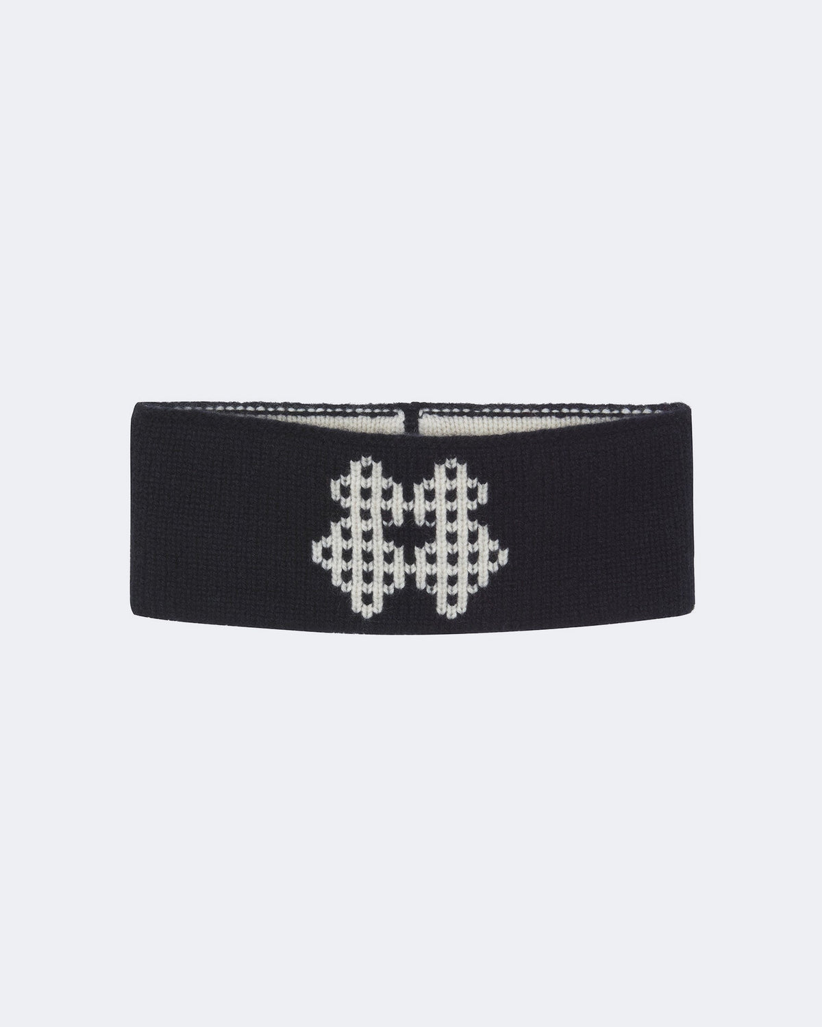 Bandeau en cachemire blanc et noir pour femme - Kujten packshot