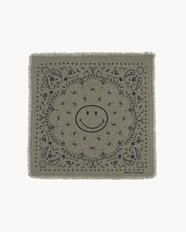 Petit Bandana Hachi Smiley kaki chiné - Image principale