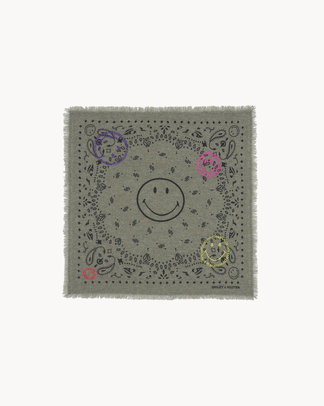 Small Bandana Hachi Smiley Brode marl khaki - Image principale
