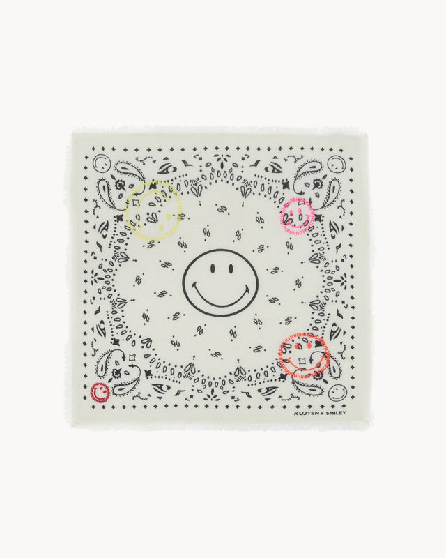 Bandana Hachi Smiley Brode blanc - Image principale