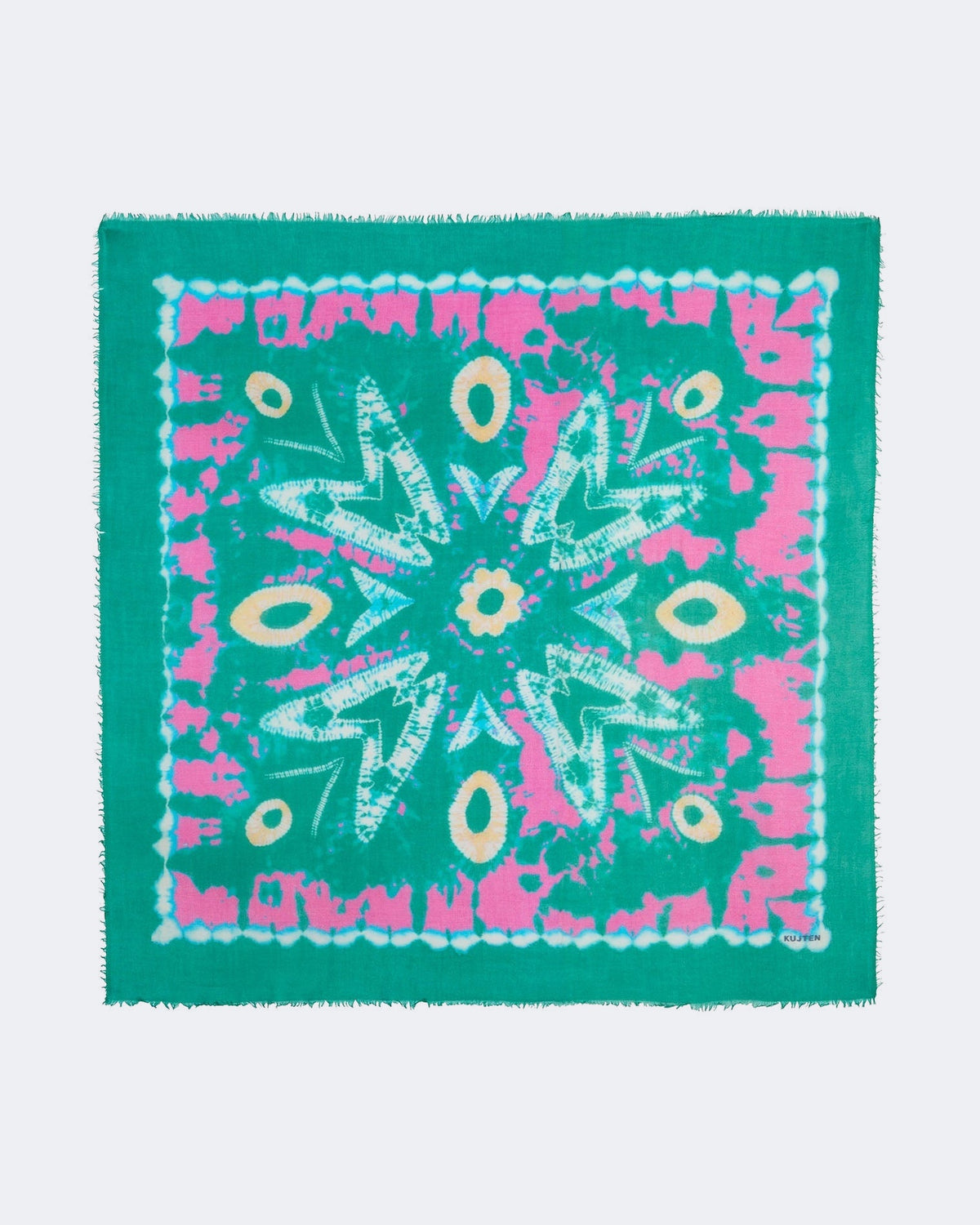 Bandana en voile de cachemire vert pour femme - Kujten packshot