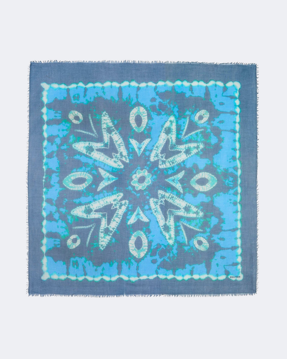 Bandana en voile de cachemire bleu pour femme - Kujten packshot