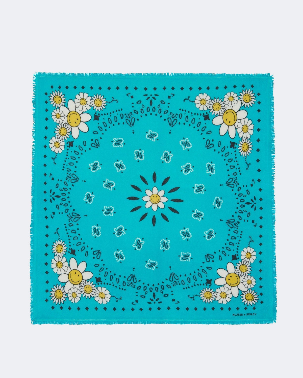 Bandana en cachemire vert pour femme - Kujten packshot