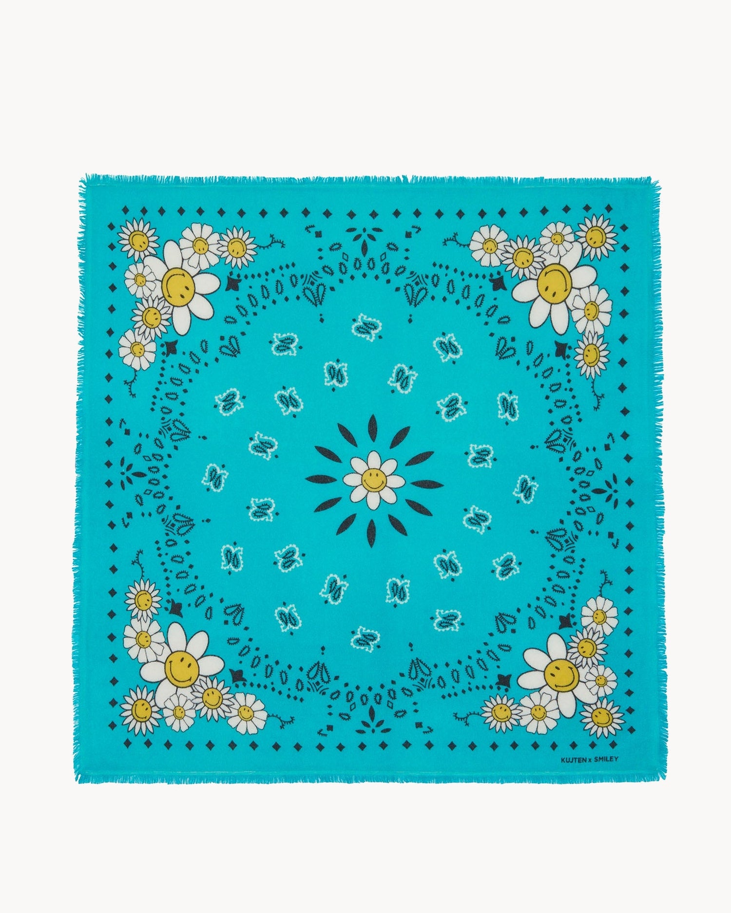 Bandana en cachemire vert pour femme - Kujten packshot