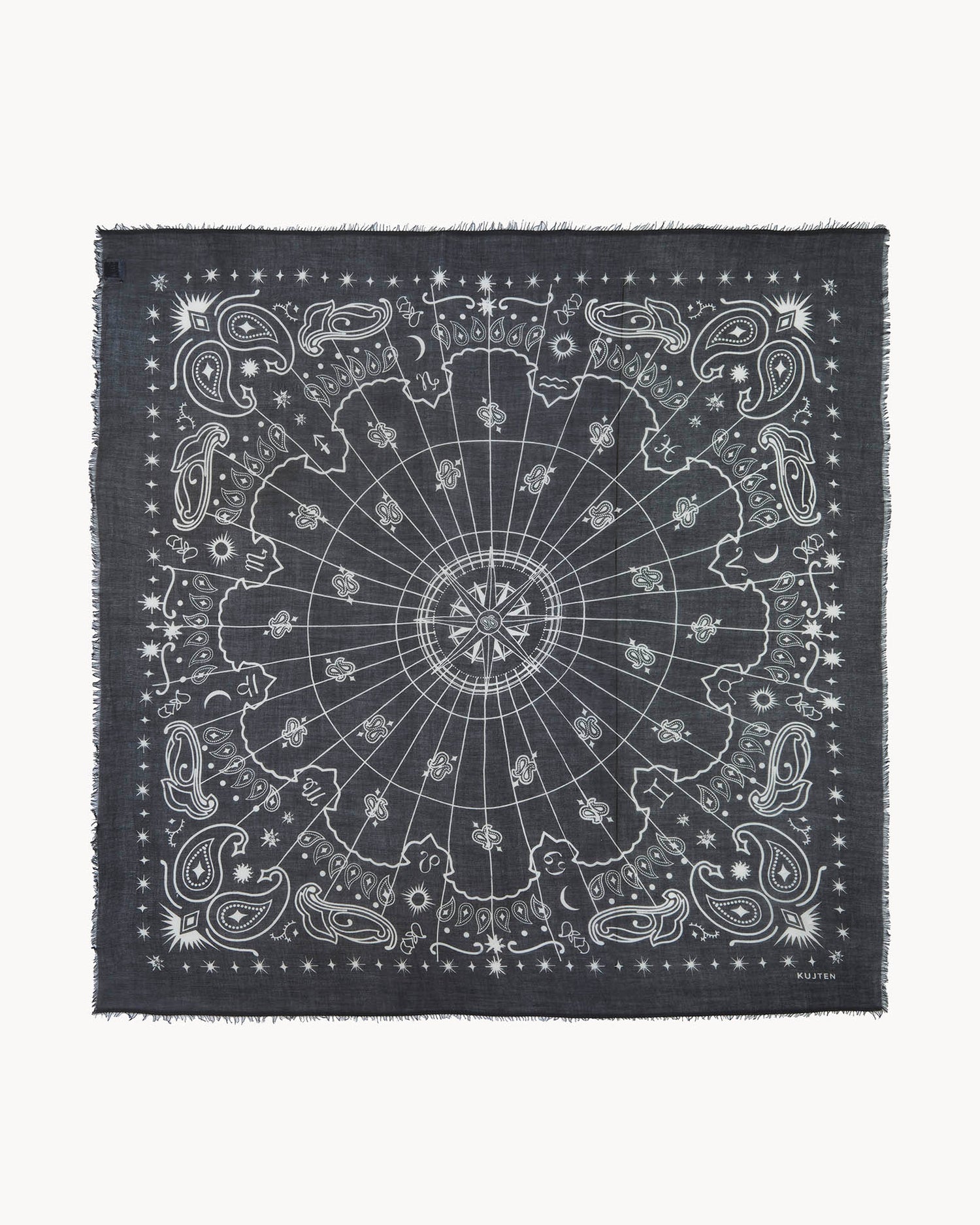 Bandana en cachemire noir pour femme et pour homme - Kujten packshot