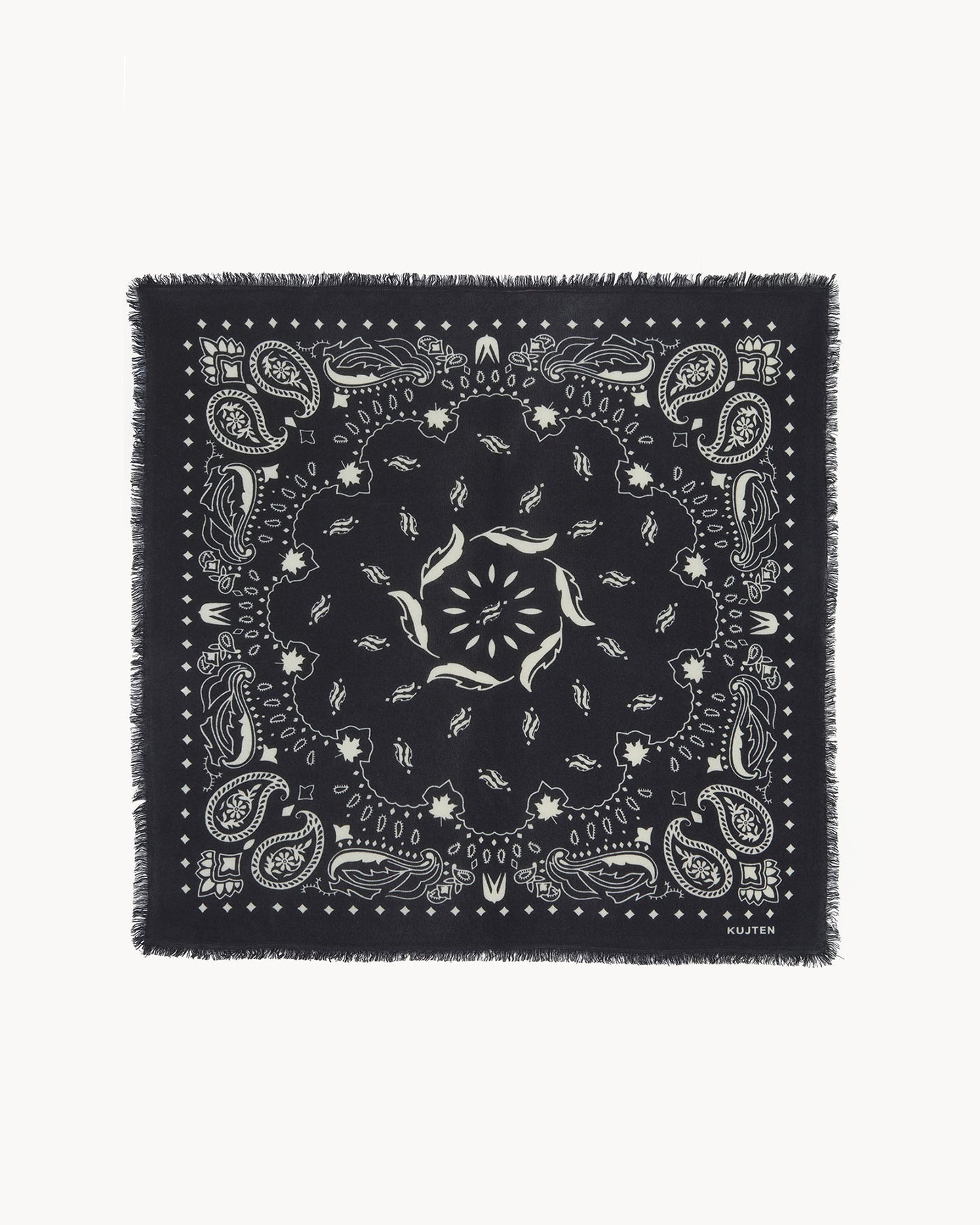 Bandana en cachemire noir et blanc pour femme et pour homme - Kujten packshot