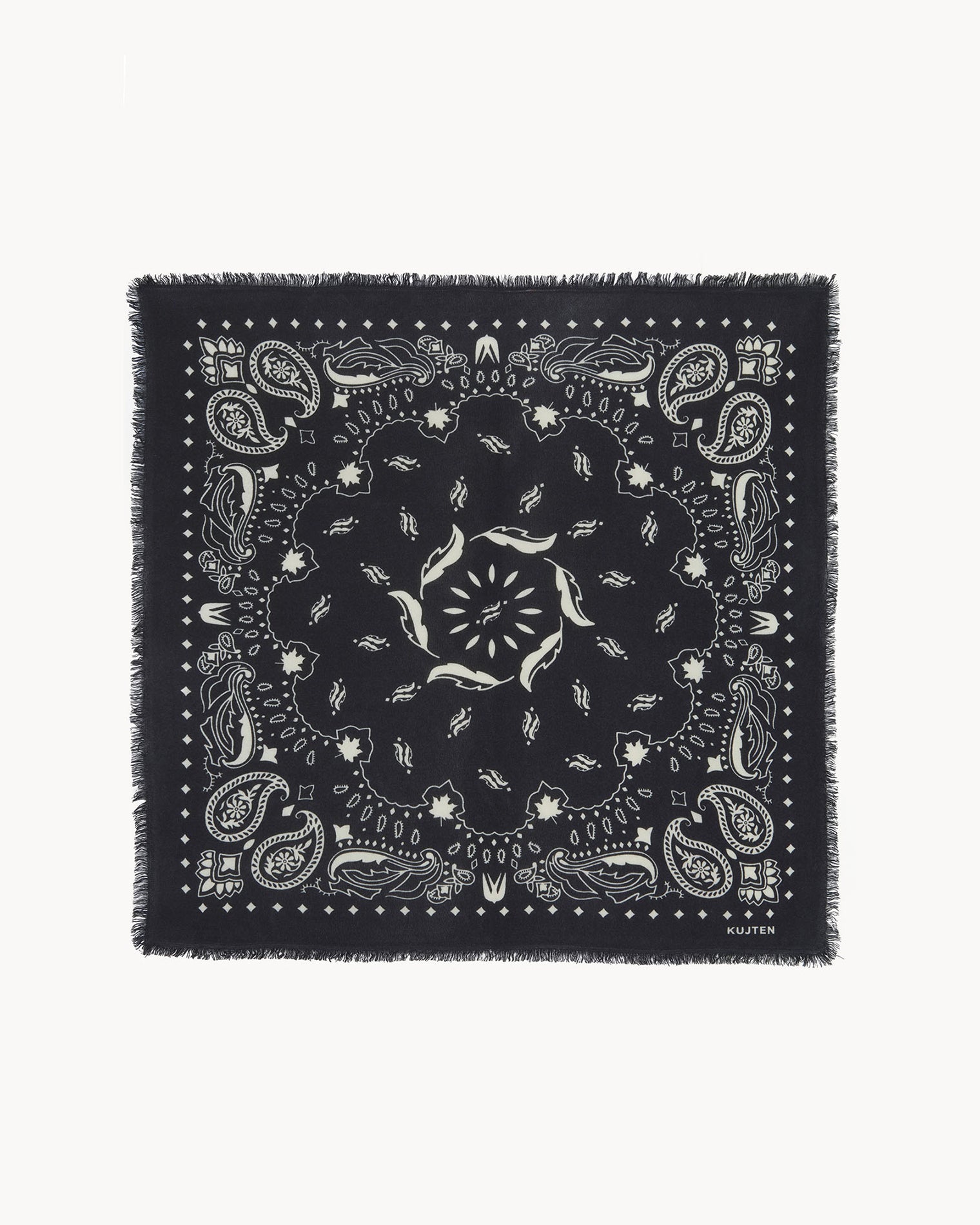Bandana en cachemire noir et blanc pour femme et pour homme - Kujten packshot