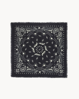 Bandana en cachemire noir et blanc pour femme et pour homme - Kujten packshot